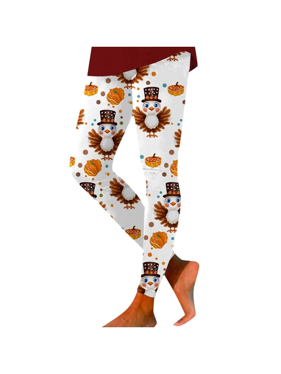 Thanksgiving Leggings for Women 2025 High Waisted Festive Graphic Breathable Tights Workout Yoga Pants