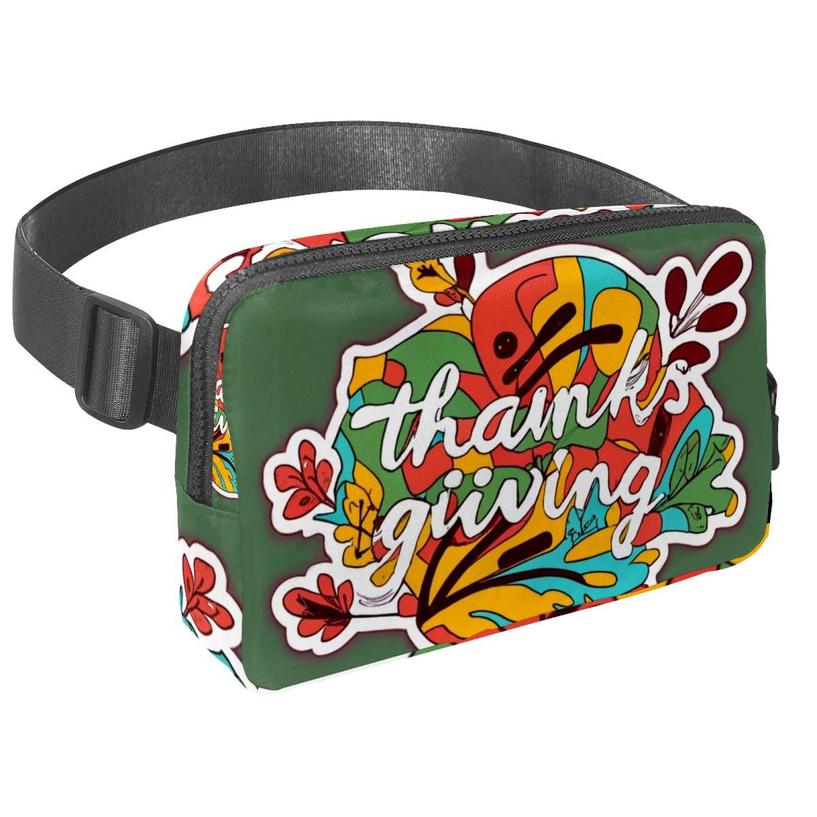 Thanksgiving Lightweight Adjustable Sling Bag Running Belt Waist Pack with Extension Strap Unisex