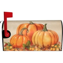 Thanksgiving Mailbox Cover Pumpkin Leaf, Fall Waterproof 18"" X 21"" Magnet Mailboxes Cover, Autumn Standard Size Mailbox Wraps Post Letter Box Cover Garden Decorations Outdoor