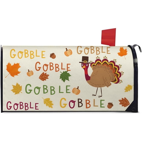 Thanksgiving Mailbox Covers Turkey Letter Box Cove Magnetic Waterproof Mail Wraps for Outdoor Yard Garden Oversized Fall Gobble Thanksgiving Mailbox Decor-21 x18