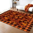 thumbnail image 1 of Thanksgiving Maple Autumn Leaf Area Rugs 5'x6' Living Room, Durable Non Slip Rug Carpet Floor Mat for Bedroom Bedside Outdoor Fall Orange Buffalo Plaid, 1 of 6