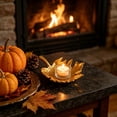 thumbnail image 1 of Thanksgiving Maple Leaf Candle Holder Fall Decor Ceramic Candle Stand Aromatherapy Candle Tray Maple Leaf Shape Halloween Table Mantel Fireplace Window Home Decoration Holiday Gift Rustic Accent, 1 of 6