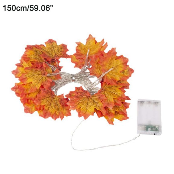 Thanksgiving Maple Leaf LED String Light, ABS Fall Decor Lamp, 59.06/118.11/236.22 Inch Battery Powered, Warm Orange Fairy Light For Bedroom Mantel Autumn Holiday Decor