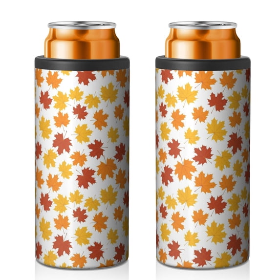 Thanksgiving Maple Leaf Pattern 12oz Can Cooler, Vacuum Insulated Multi ...