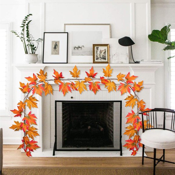 Thanksgiving Maple Leaf Vine Door Hanging Wreath Decoration For Window Display - Natural Twig Texture, Festive Maple Leaf Pattern, Holiday Decoration - For Home, Office,