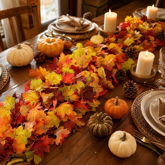 Thanksgiving Maple Leaf Vines - Decorative Faux Rattan for Home Decoration, Fireplace, Walls, and Celebration Events - Perfect for Thanksgiving and Holiday Festivities