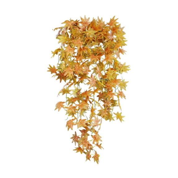 Thanksgiving Maple Leaf Wall Hanging 5-Pronged Artificial Fall Foliage Decoration 39-Inch Green Rattan Vine with Red Yellow Orange Leaves 1 Piece Indoor Outdoor Home Decor