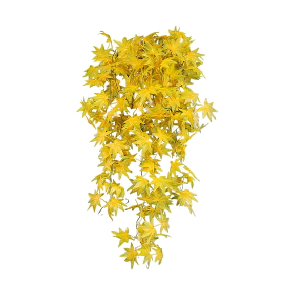 Thanksgiving Maple Leaf Wall Hanging 5-Pronged Artificial Fall Foliage Decoration 39-Inch Green Rattan Vine with Red Yellow Orange Leaves 1 Piece Indoor Outdoor Home Decor