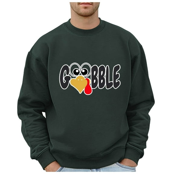 Thanksgiving Men's Sweatshirts Funny Turkey Letter Print Graphic Pullover Sweatshirt Family Dinner Fall Winter Warm Long Sleeve Crew Neck Casual Mens Sweatshirts