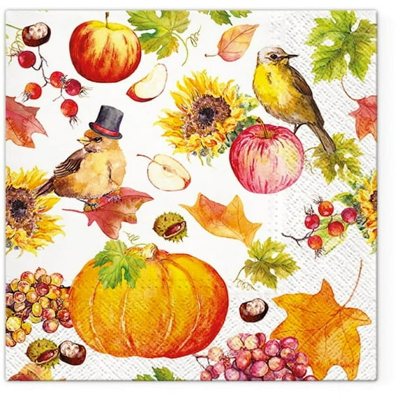 Thanksgiving Napkins PUMPKIN LAND 40pcs Autumn Lunch Napkins, Harvest Napkins, Pumpkin Napkins, Apple Paper Napkins, Autumn Leaves Napkins, Fall Paper Napkins