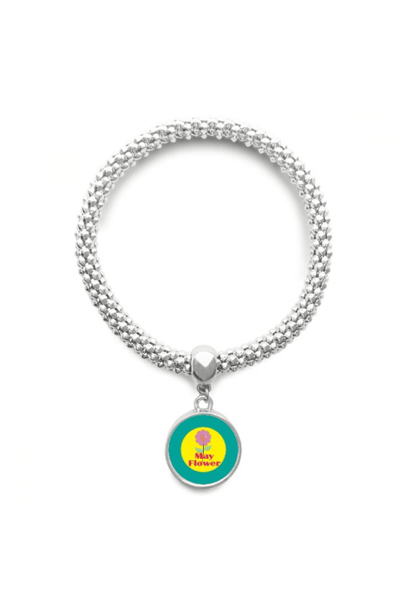 Thanksgiving Natural Mayflower Life Sliver Bracelet Pendant Jewelry Chain Adjustable Bangle