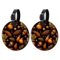 thumbnail image 1 of Thanksgiving Oak 2pcs PU Leather Round Bag Tags with Privacy Cover and Name ID Tag - Suitcase Tags for Travel Luggage, Handbags, Backpacks, School Bags, 1 of 6
