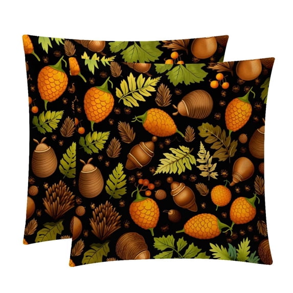 Thanksgiving Oak Covers Set of 2 with Unique Patterns for Bed, Chair Pillow Covers, Decorative Pillows - Available in 16x16, 18x18, 20x20 Inchesfor Various Occasions