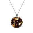 thumbnail image 1 of Thanksgiving Oak Glass Circular Pendant Necklace - Stylish Women's Jewelry, 1 of 5