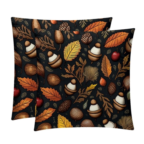 Thanksgiving Oak Pillow Covers Inserts Set with Unique Patterns - 16x16, 18x18, 20x20 Inches - 2 Pack Decorative Throw Pillow Covers for Home Decor and More