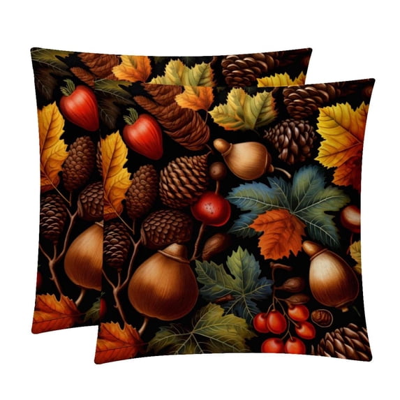 Thanksgiving Oak Set with Unique Patterns - 16x16, 18x18, 20x20 Inches - Set of 2 for Living Room, Bedroom, and Office - Includes Throw Pillow Inserts and Chair