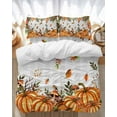 thumbnail image 1 of Thanksgiving Orange Pumpkin Bedding Duvet Cover Set Full Size 4 Pieces Fall Mushroom Leaf Gray Plaid Bedding Set with Zipper Closure, 1 Comforter Cover 86x86 Inches 1 Flat Sheet & 2 Pillow Cases, 1 of 7