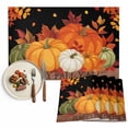 thumbnail image 1 of Thanksgiving Orange Pumpkin Placemats Set of 2 Happy Fall Y'all Leaves Heat Insulated Linen Place Mats, Washable Stain-Proof Table Mats for Dining Tables Holiday Decor 13x19inch, 1 of 9