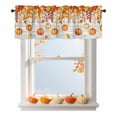 thumbnail image 1 of Thanksgiving Orange Pumpkin Valances for Windows, 54 x 18in, Autumn Orange Brown Maple Leaf Wood Rod Pocket Kitchen Valance Curtain Light Filtering Window Treatments for Living Room Bedroom, 1 Panel, 1 of 7
