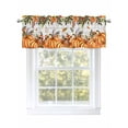 thumbnail image 1 of Thanksgiving Orange Pumpkin Valances for Windows Fall Mushroom Leaf Wood Grain Rod Pocket Curtains Valance Short Window Treatment Drapes for Living Room, Bedroom Bathroom 60"&nbsp;W x 18" L, 1 of 5