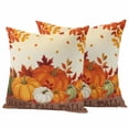 thumbnail image 1 of Thanksgiving Orange Pumpkins Outdoor Waterproof Pillow Covers, Fall Leaves Autumn Rustic Decorative Square Throw Pillowcase Sofa Cushion Sham for Patio/Couch/Chair, 24"x24" 2 Pack, 1 of 8