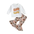 thumbnail image 1 of Thanksgiving Outfit Toddler Baby Girl Long Sleeve Sweatshirt Bell Bottom Pants Set Fall Clothes, 1 of 9