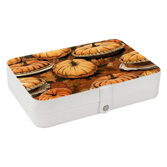 Thanksgiving PU Leather Jewelry Display Box with Removable Compartment, Portable Necklace and Bracelet Holder