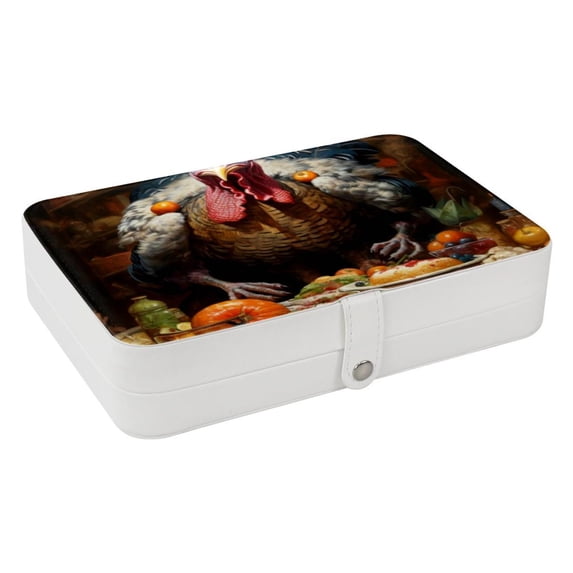 Thanksgiving PU Leather Necklace Holder with Removable Compartment, Portable Display Case and Decorative Box - Jewelry Organizer