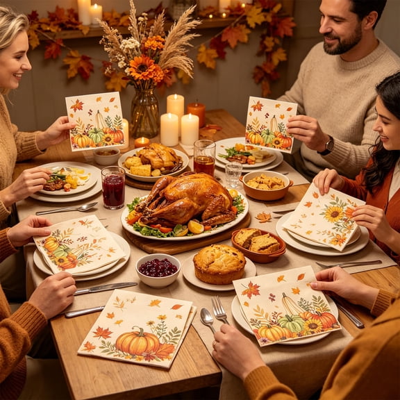 Thanksgiving Paper Plates 20pcs Fall Pumpkin Maple Leaf Disposable Dinner,D
