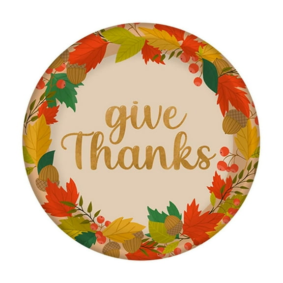 Thanksgiving Paper Plates 7 inch Fall Harvest Maple Leave Pattern Disposable Dinning Plates, Autumn Dinnerware Plate, Dinner Party BBQ Picnic Favor