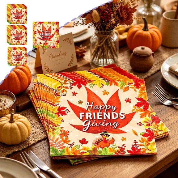 Thanksgiving Paper Plates, Disposable Dinnerware Set with Cups And Napkins for Fall Party Supplies, Seasonal Harvest Tableware for Holiday Gatherings