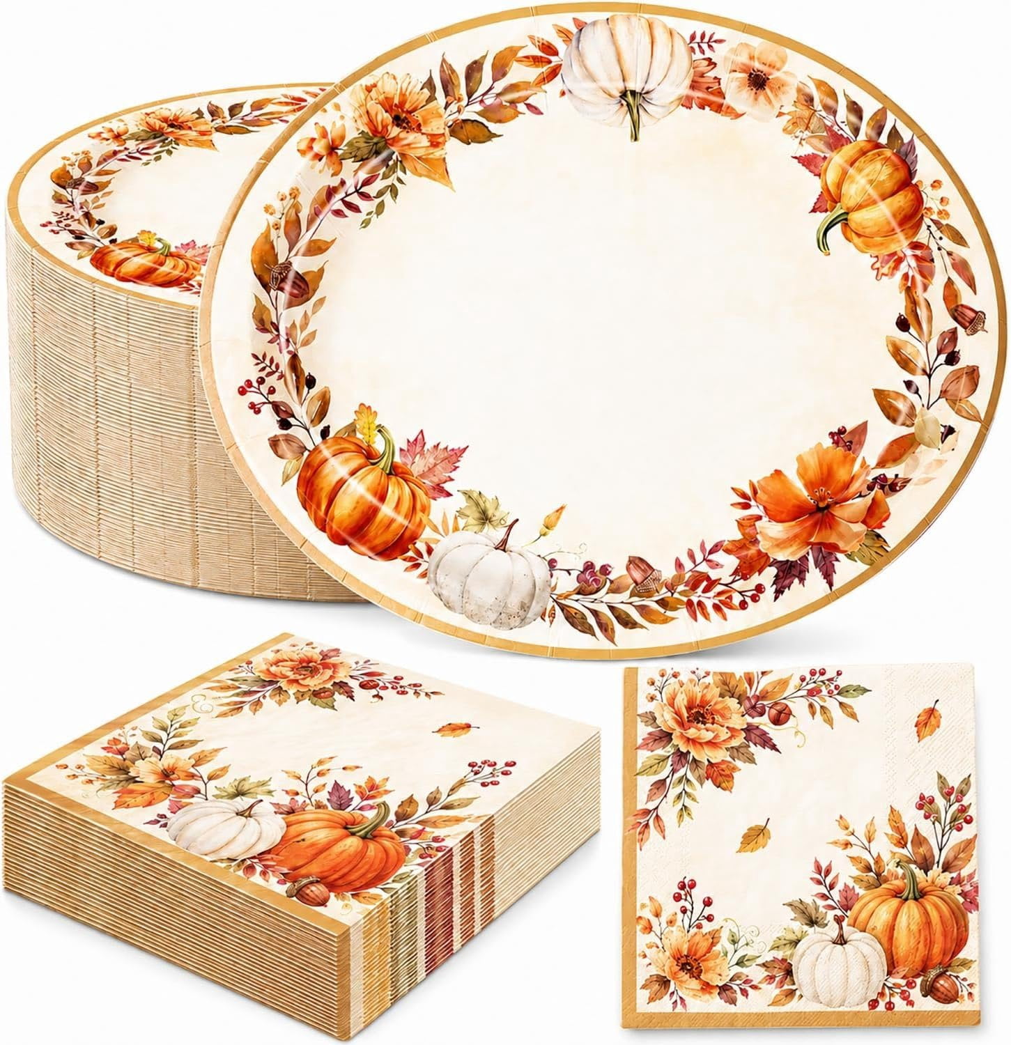 Bee Decorative Paper Thanksgiving Paper Plates and Napkins Large 9