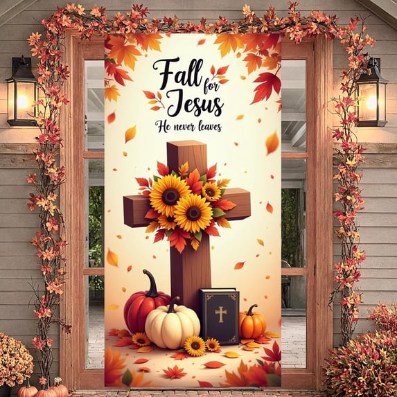 Thanksgiving Party Decorations Door Cover, Happy Thanksgiving Front Door Banner Fall Harvest Turkey Themed Porch Sign Hanging Backdrop for Indoor Outdoor Party Supplies 71x35 Inch