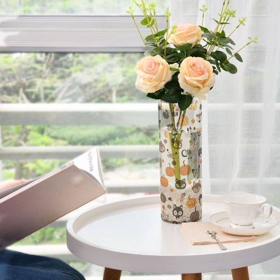 Thanksgiving Pattern Plastic Vase 11.8'' x 3.9'' Transparent Non Breakable Decorative for Family