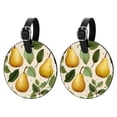 thumbnail image 1 of Thanksgiving Pear 2pcs PU Leather Round Bag Tags with Privacy Cover and Name ID Tag - Suitcase Tags for Travel Luggage, Handbags, Backpacks, School Bags, 1 of 6