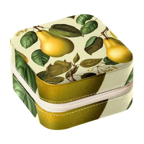 Thanksgiving Pear Travel Portable Square Jewelry Box Organizer for Girls and Women with Ring Earring Necklace Bracelet Storage Display Case Holder