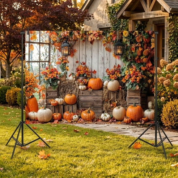 Thanksgiving Photo Backdrop Fall Maple Leaves Harvest Scene Photography Autumn Pumpkin Wooden Barn Background for Family Holiday Photoshoot Party Decor