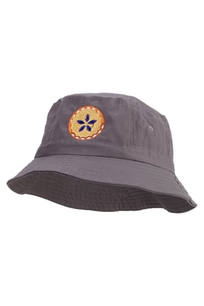 Thanksgiving Pie Embroidered Pigment Dyed Bucket Hat - Charcoal OSFM