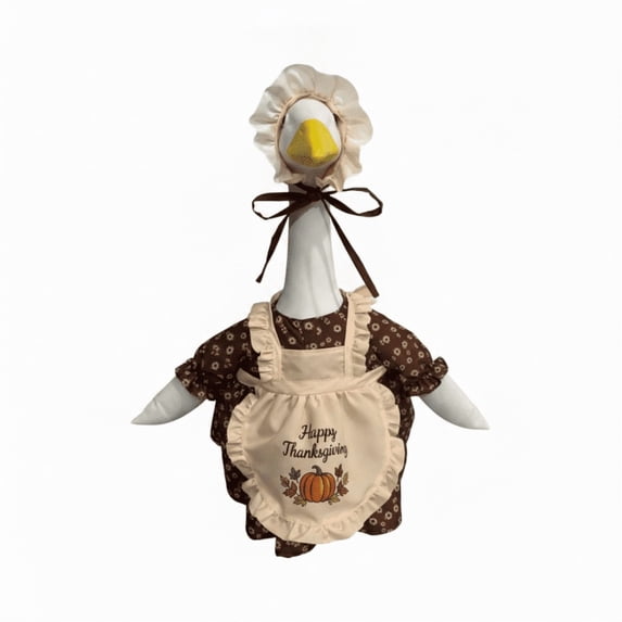 Thanksgiving Pilgrim Porch Goose Outfit for 23 Inch Cement Lawn Goose Statue, Fall Porch Goose Outfit