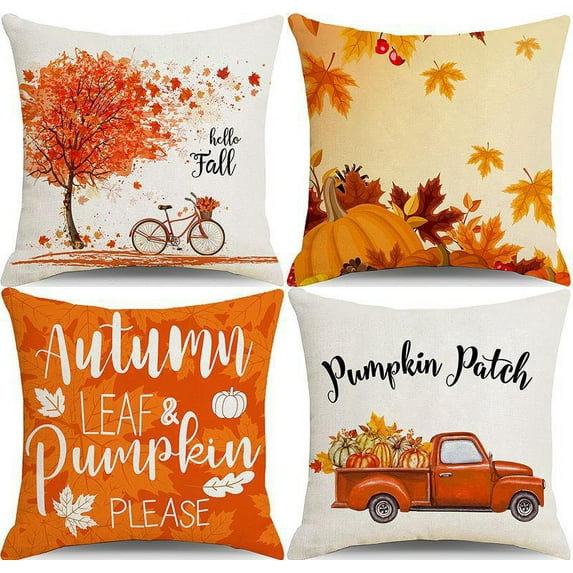 Thanksgiving Pillow Cover Pumpkin Maple Plaid Pillow Combo Model Personalised Pillow Cover Cushion