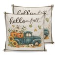 thumbnail image 1 of Thanksgiving Pillow Covers 24x24 Set of 2, Fall Truck Pumpkin Flowers Maple Leaf Striped Throw Pillow Covers Decorative Couch Cushion Cover, Microfiber Soft Pillowcases for Bedroom Living Room Sofa, 1 of 9