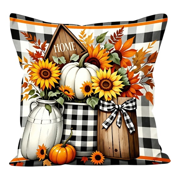 Thanksgiving Pillow Covers Fall Pumpkin Floral Decorative Pillow Cases Throw Pillow Covers For Home Sofa Bedroom Living Room Festival 45x45cm Polyester Low Saturation Modern(C)