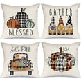 thumbnail image 1 of Thanksgiving Pillow Covers, Niyattn 18x18 Inches Fall Pillow Covers Autumn Farmhouse Themed Throw Pillowcase Cotton Linen, 4 pcs, 1 of 4