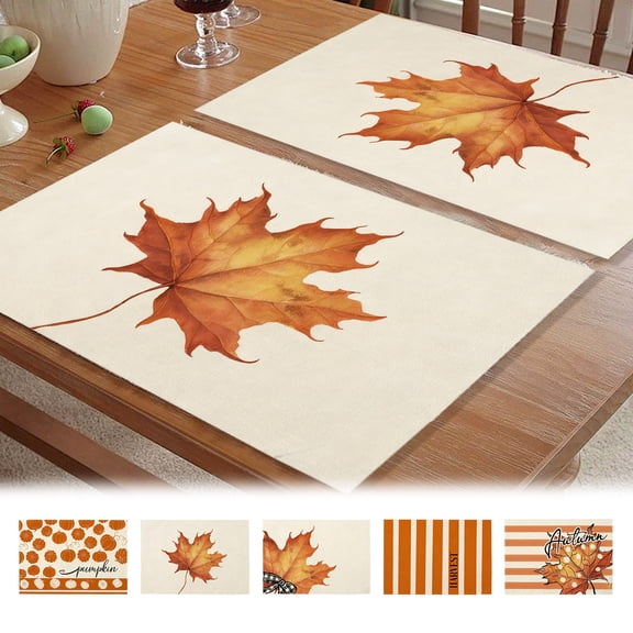 Thanksgiving Placemat Potholder, Fall Table Setting for Holiday Dinner, Family Gathering Hostess Gift, Kitchen Decor for Seasonal Celebration, Heat Resistant Tabletop Protector Akmoler