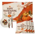 thumbnail image 1 of Thanksgiving Placemats Set of 6, Fall Orange Pumpkins Harvest Maple Leaves Washable Wipeable Table Mats for Dining Tables, Indoor Outdoor Kitchen Place Mats for Holiday Party Table Decor, 1 of 9
