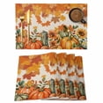 thumbnail image 1 of Thanksgiving Placemats Set of 6 Fallen Maple Leaves Orange Green Pumpkin Place Mats Indoor Wipeable Table Mats Washable Cloth Dining Table Placemats for Kitchen Holiday Party Home Decor 13x19 Inch, 1 of 9