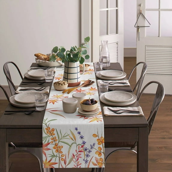 Thanksgiving Plant Flower Lavender Party Festival Table Runner Kitchen Table Flag Tablecloth Holiday Print Table Cover