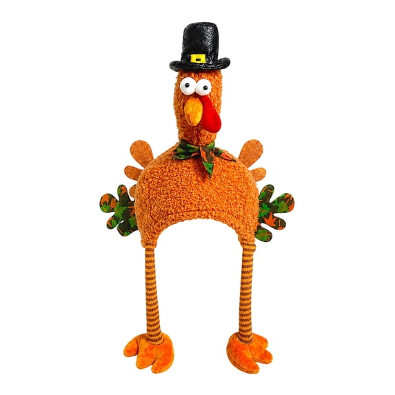 Thanksgiving Plush Roast Turkey Hat, Party Costume Hat for Indoor Christmas Halloween Festival Dress Up Family Gathering