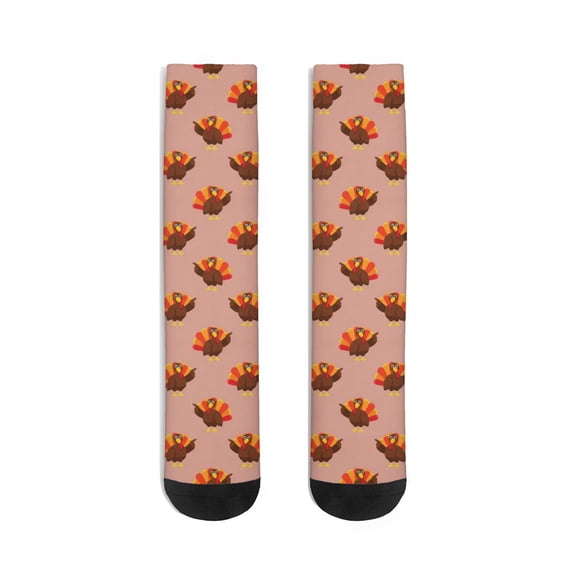 Mid Guy Thanksgiving Pointing Turkey Pattern Men's Mid-calf Crew Socks, Work ...