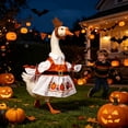thumbnail image 1 of Thanksgiving Porch Goose Outfits Fits Lawn Goose Statue Fall Turkey Pumpkin Embroidered Clothes With Hat Costume For Autumn Yard, Patio & Garden Decor (Halloween Goose), 1 of 4
